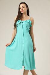 Pepe Jeans Türkiz ruha, L, midi, vállpántos, fodros, gombos záródás, 100% viszkóz (390955)