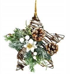 Dommio Fonott csillag fehér mikulásvirággal 25 cm (DA-8580)