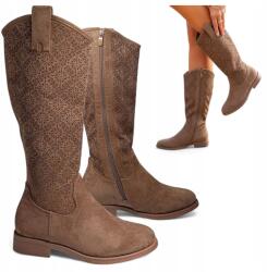 S. Barski Női hosszú csizmák 37 Lapos Cowboycsizmák Áttört Velúr Őszi Barski (Barski HY52-534 Coffee)