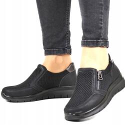 Evento Fekete Cipzáras Női Félcipő Unisoft Egészségügyi Talpbetét (9026 CZARNE)