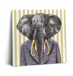 Wallfluent Vászon Falikép Étkezőbe Gyönyörű Nyomtatott Elefánt Kabátban 60x60 cm (010030010270000075250)