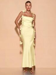 Shein CC14216 Shein Sárga Szatén Maxi Ruha Pánttal (38) Xs