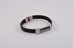  Férfi bőr karkötő sebészeti acélból D033 (ZD152033356)