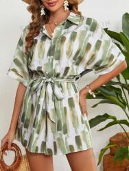 Shein Színes Overál Megkötős Derék Gallér Rövid Ujjú Plusz Shein L