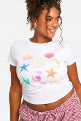 Boohoo Fehér Klasszikus Rövid Ujjú Póló Boohoo Mintával 46-OS