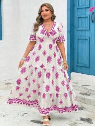 Shein Krémszínű Ruha Maxi Mintás (2XL) (587737)
