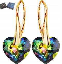 Mennica Świdnicka Kristály fülbevaló Arany Ezüst 925 Lógó Szív Női Ajándék