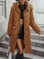 Shein KU647 Shein Pehelykabát Kapucnis Cipzáras Zsebekkel (40) M