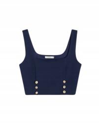 Reserved TR24209 Crop Top Sötétkék Vállpántos Arany Díszítő Gombokkal L