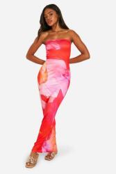 Boohoo LC61107 Boohoo Kötött Ruha Maxi Nyitott Vállú Virágmintás S