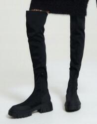 Reserved TR11203 Fekete Platformos Térdig Érő Csizma 37-ES (5934O-99X)