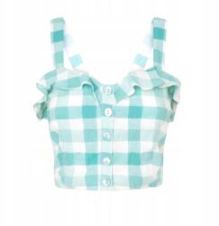 Pepe Jeans pántos póló, türkizkék kockás rövid felső méret (PL303996 529)