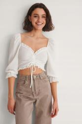 NA-KD Fehér Klasszikus Hosszú Ujjú Fodros Felső Na-kd S