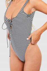Boohoo KC93316 Boohoo Kontrasztos Csíkos Megkötős Fürdőruha (10) XL