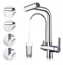  Króm Konyhai Csaptelep Kihúzható Kifolyóval 4 Vízfolyam Mód Vízszűrő (W0097-CHROME)