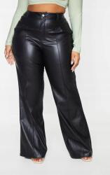 Prettylittlething Fekete Nadrág Hamis Bőr Magas Állapot Széles Prettylittlething 54