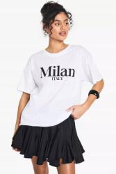 Boohoo KC05304 Boohoo Fehér Póló Milan Nyomott Mintával (37) S