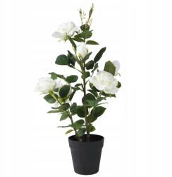 Kaemingk Rózsa rózsa művirág fehér virág cserépben dekoratív 62cm (sztuczny kwiat)
