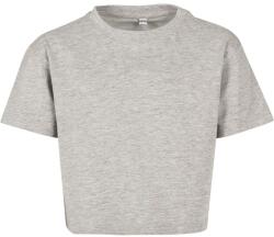 Build Your Brand Lány crop top - Szürke melírozott | 134-140 cm (BY114-1000285432)
