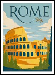  Utazó poszter Róma Colosseum Vintage Retro A3 (Plakat Podróżniczy Podróże Vintage)