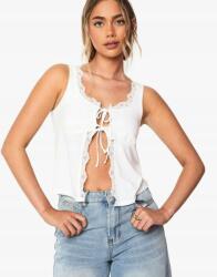 Boohoo Fehér Crop Top Kötött Vállpánt Laza Csipke Klasszikus Sima Boohoo 40