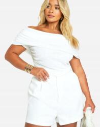 Boohoo Fehér Testhezálló Fodros Felső Nyitott Vállakkal Klasszikus Boohoo 46