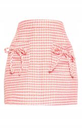 Prettylittlething Fehér-piros Ceruzaszoknya Pepita Masnis Prettylittlething 36