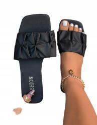 Shein Flip-flop Papucs Fekete Fodros Öko Bőr Casual 42__42 (sx2411278896308236)