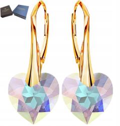 Mennica Świdnicka Fülbevaló Arany Ezüst 925 Lógó Ajándék Szív Hosszú Aranyozott Gyönyörű