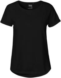 Neutral Női póló felhajtott ujjakkal organikus Fairtrade biopamutból - Fekete | XS (NE-O80012-1000212174)