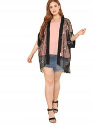 Shein Curve Ágytakaró Fekete Hálós Hímzett Virágok Casual 42 XL__XL