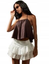 Shein Missguided Szoknya Fehér Áttört Fodros M __M