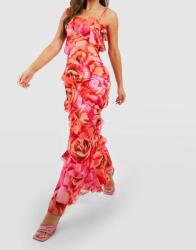 Boohoo IC51111 Boohoo Chiffon Ruha Maxi Virágmintás Fodros (26) XXL