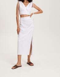 Reserved CC33304 Crop Top Fehér V Nyakkivágással Viszkóz (25) L