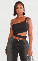 Prettylittlething Fekete Klasszikus Aszimmetrikus Felső Prettylittlething 42-ES