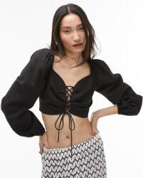 Topshop Fekete Fodros Felső (36) (571210)