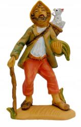 Włoska Betlehem figura- Vándor bottal és báránysal hátizsákban 12cm magas figurákhoz (11150-21)