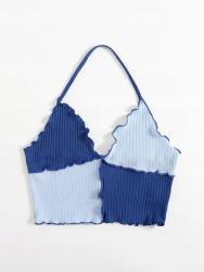 Shein KC81309 Shein Bordázott Crop Top Vállpántokkal (34) L