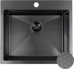 Laveo Malawi, 1 rekeszes rozsdamentes mosogató 580x500x200 mm, fekete, LAV-SLM_710H (LAV-SLM_710H)