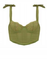 Prettylittlething Zöld Khaki Rövid Kötött Vállpántos Csipke Felső Prettylittlething 40