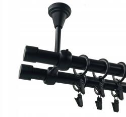 ESTAdeco Mennyezeti Függönykarnis Fém dupla fekete matt Luna 19+19 mm 120 cm (karnisz II SUFIT Ø19mm Czarny Mat LUNA)
