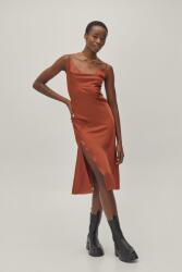 Nasty Gal LC75211 Nasty Gal Szatén MIDI Ruha, Size S, 100% poliészter, barna