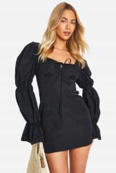 Boohoo XC21310 Boohoo Mini Ruha Puffos Ujjakkal, Fekete (37) M