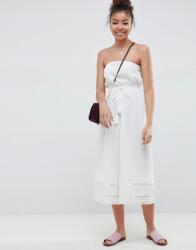 Boohoo Fehér Váll Nélküli Kombinezon Csipkével, Size 46