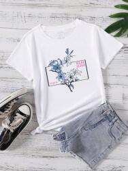 Shein T32218 Shein Nyomott Mintás Póló Kerek Nyakkivágással S