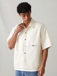 Shein IC96303 Shein Bézs Rövid Ujjú Nyomott Mintás Oversize Ing (40) L