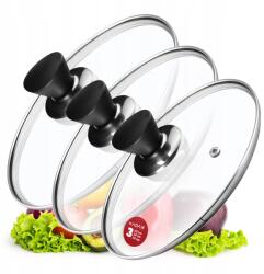 Kadax Üvegfedő 20/24/28 cm Hőálló Serpenyő Fedő Szett (K8389)