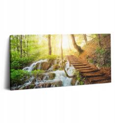 Wallfluent Vászonkép Canvas Nappaliba Látványos Patak és Lépcsők Az Erdőben 100x50 (010030010010000074861)