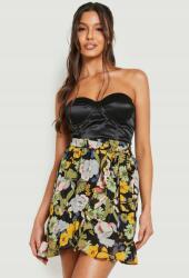 Boohoo Fekete Mini Virágos Szoknya (34) (GZZ25881-148)