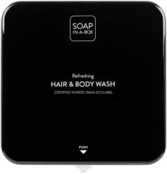  Soap-In-A-Box fényes fekete tusfürdő és sampon adagoló, előlap
